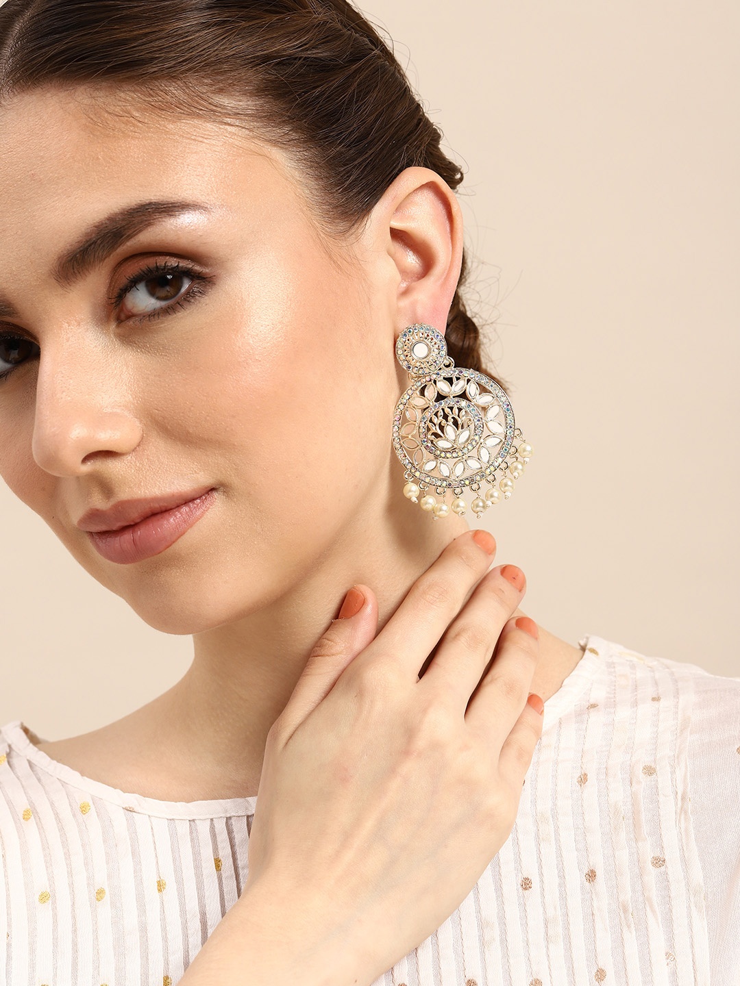 

House of Pataudi Gold-Plated Contemporary Drop Earrings
