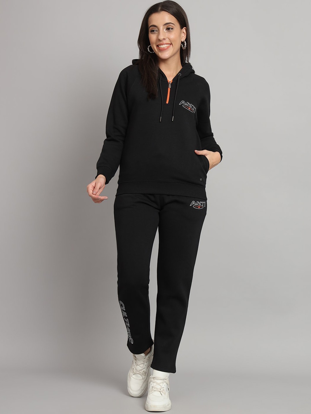 

ANTI CULTURE Mid-Rise Fleece Tracksuits, Black