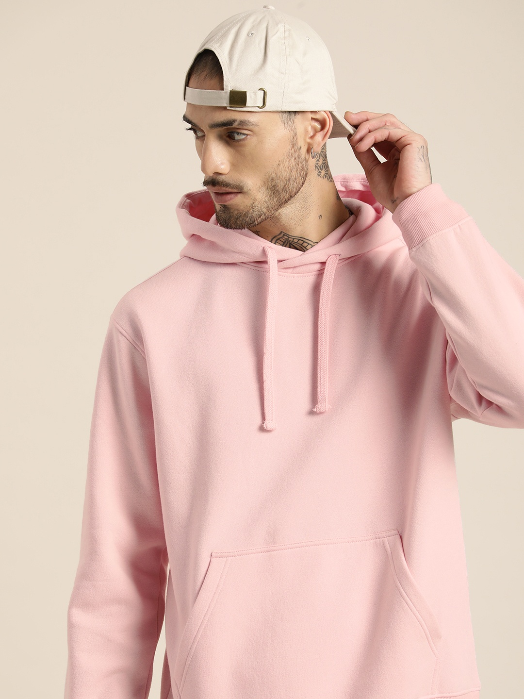 

HERE&NOW Men Hooded Sweatshirt, Pink