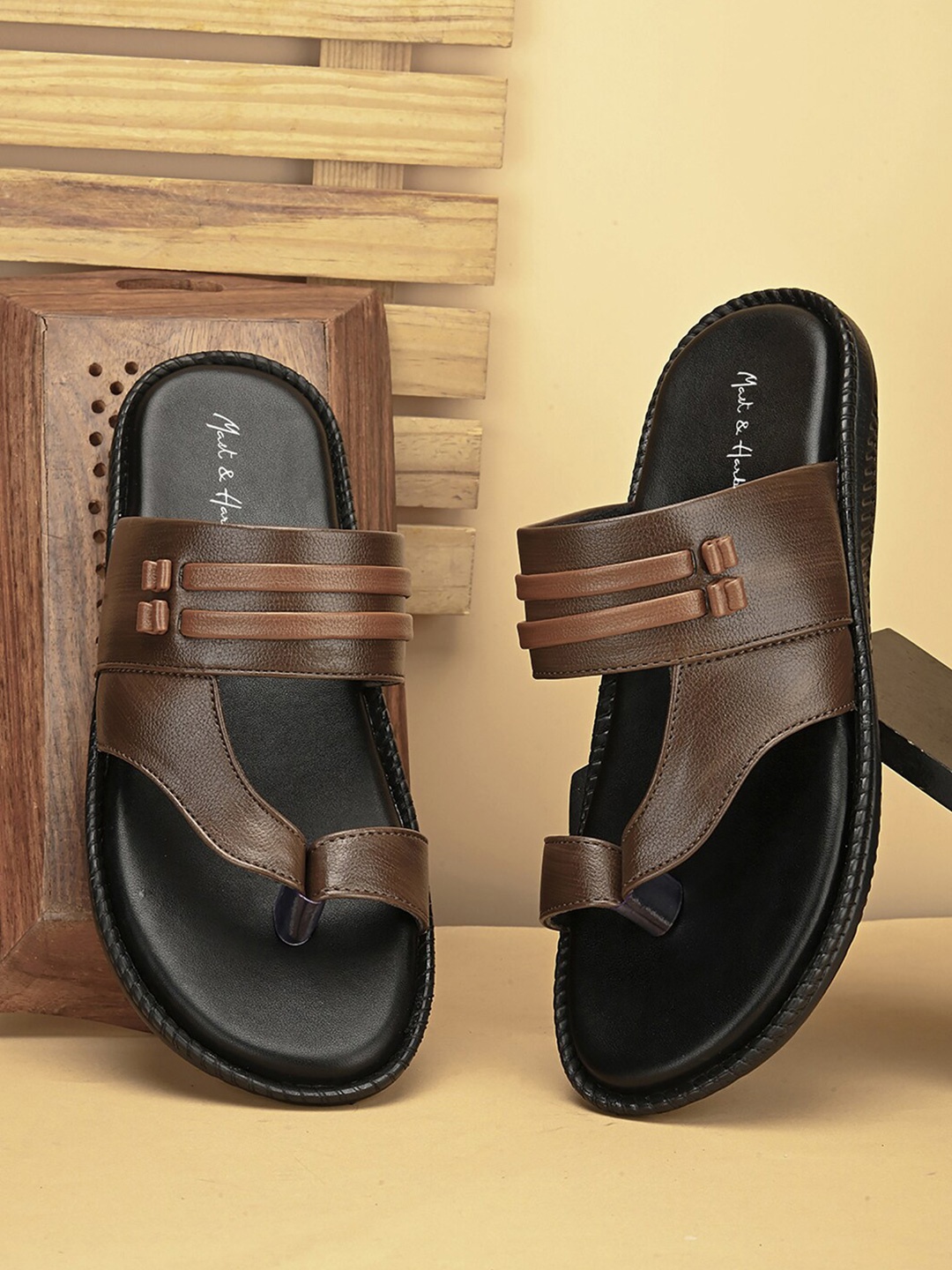 

Mast & Harbour Men Brown One Toe Comfort Sandals