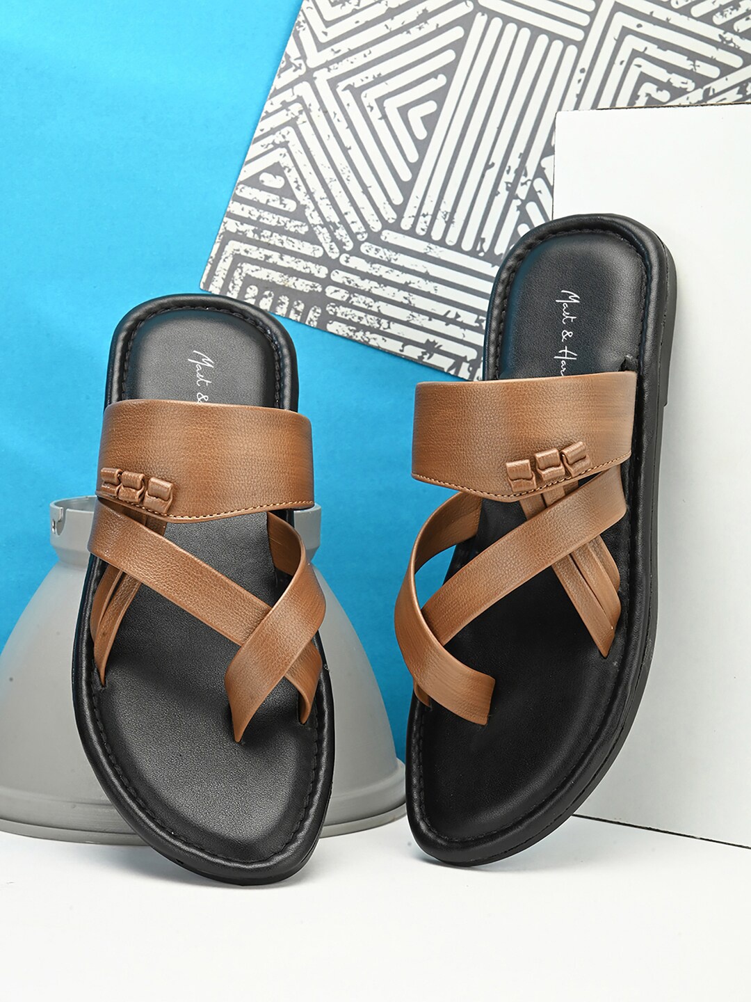 

Mast & Harbour Men Tan Brown One Toe Comfort Sandals