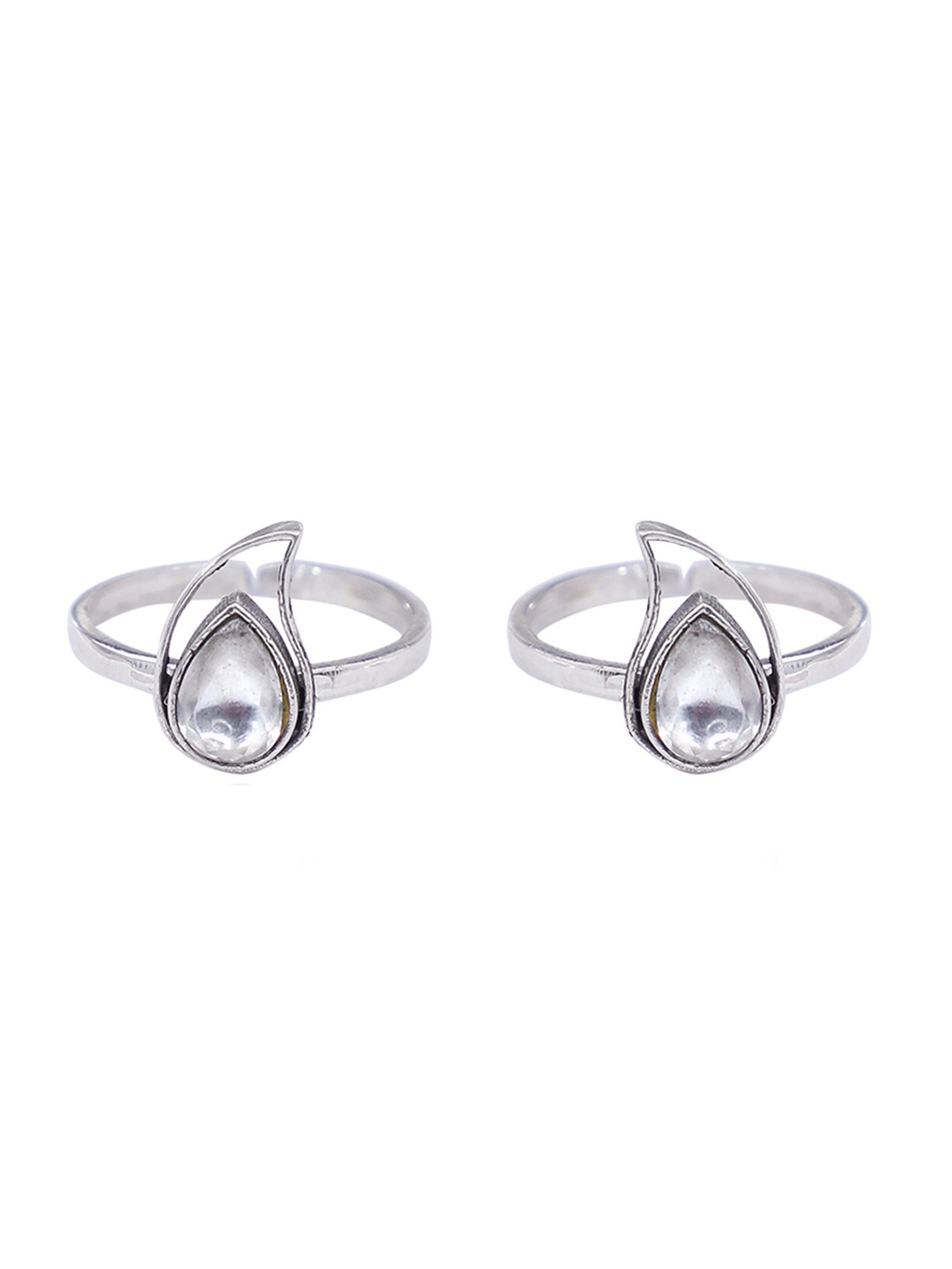 

Unniyarcha 92.5 Pure Silver Stone-Studded Toe Rings