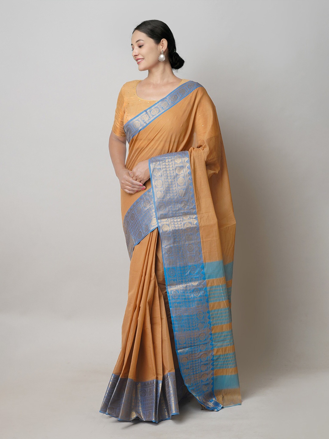 

Unnati Silks Woven Design Pure Cotton Zari Narayan Peth Saree, Brown