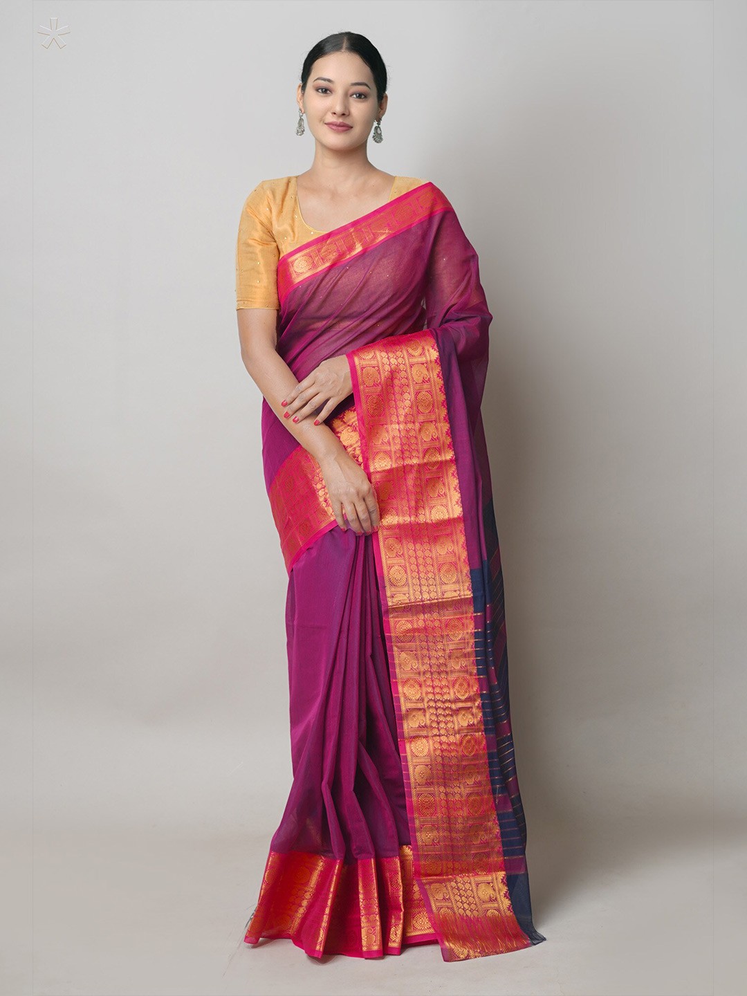 

Unnati Silks Woven Design Pure Cotton Narayan Peth Saree, Pink