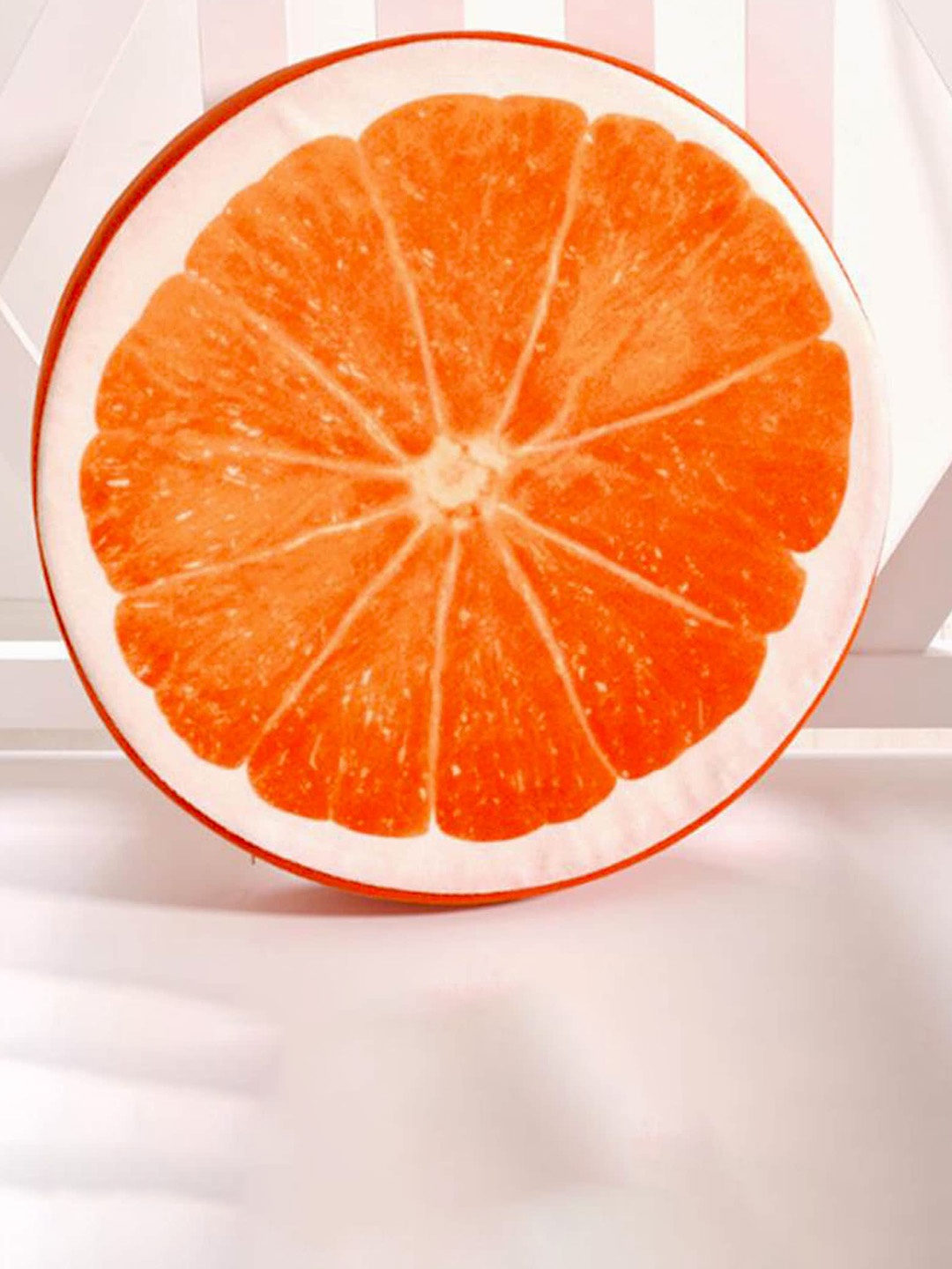 

ME & YOU Orange & White Fruit Printed Fibre Filling Round Cushion