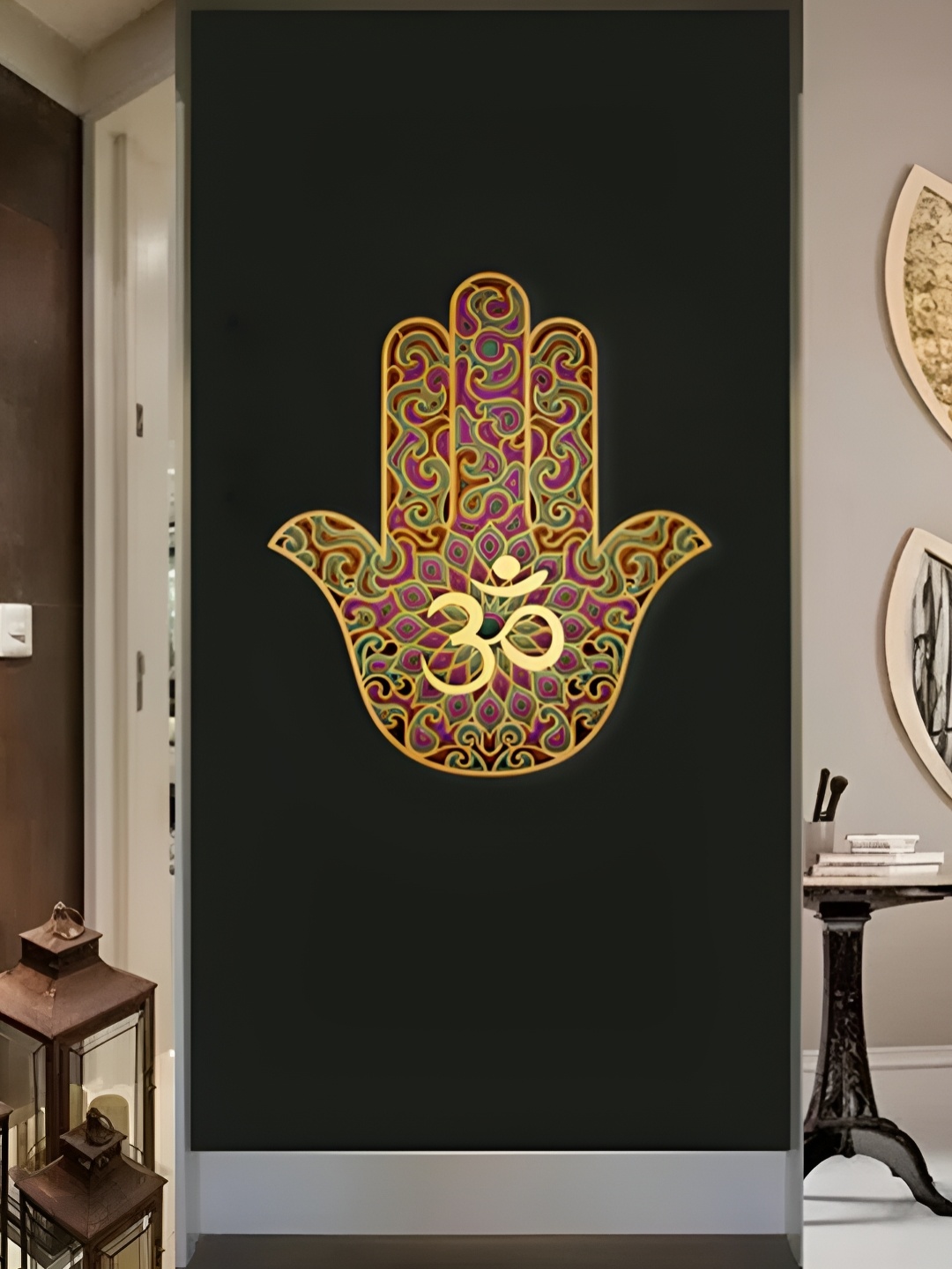 

CLAWCRAFTS Brown & Green Wooden 3D Mandala Wall Art