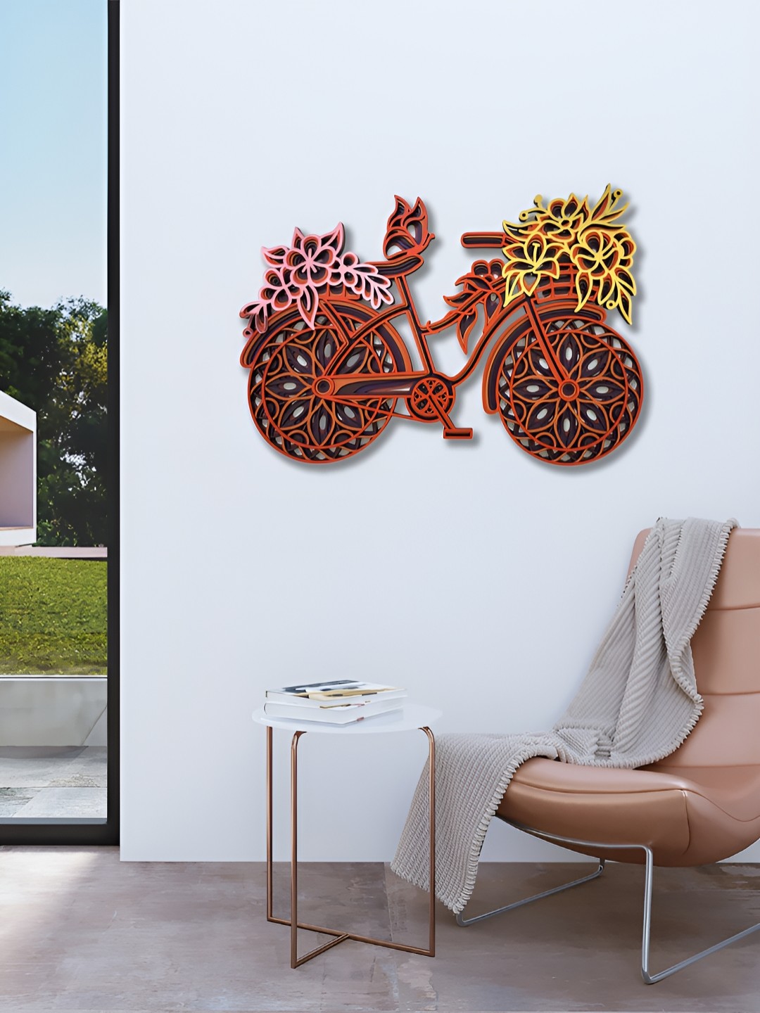 

CLAWCRAFTS Brown & Yellow Wooden 3D Mandala Wall Art
