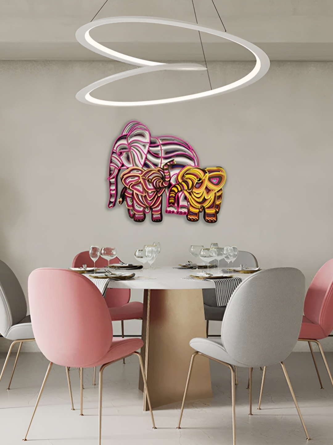 CLAWCRAFTS Pink & Yellow Wooden 3D Mandala Wall Decor