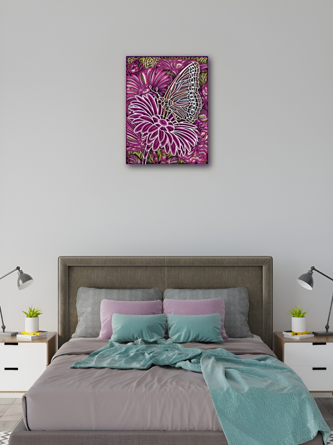 

CLAWCRAFTS Purple & white Wooden 3D Mandala Wall Art