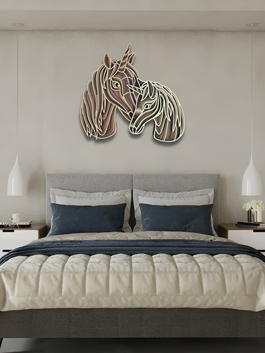

CLAWCRAFTS Beige Wooden Horse Wall Decor