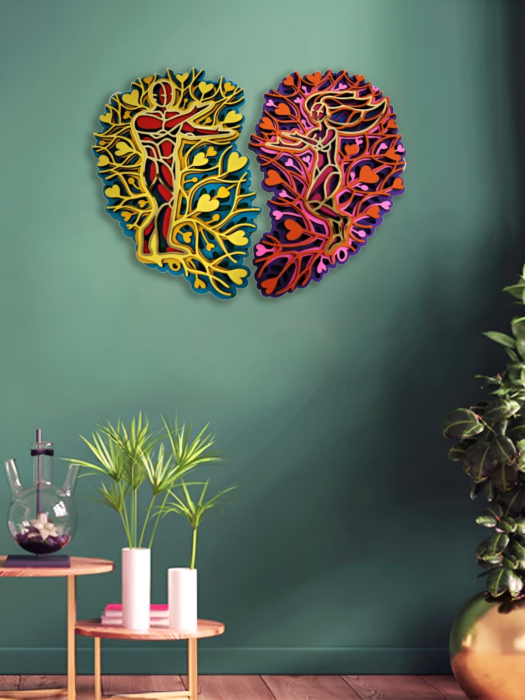 

CLAWCRAFTS Brown & Yellow Wooden 3D Mandala Wall Art