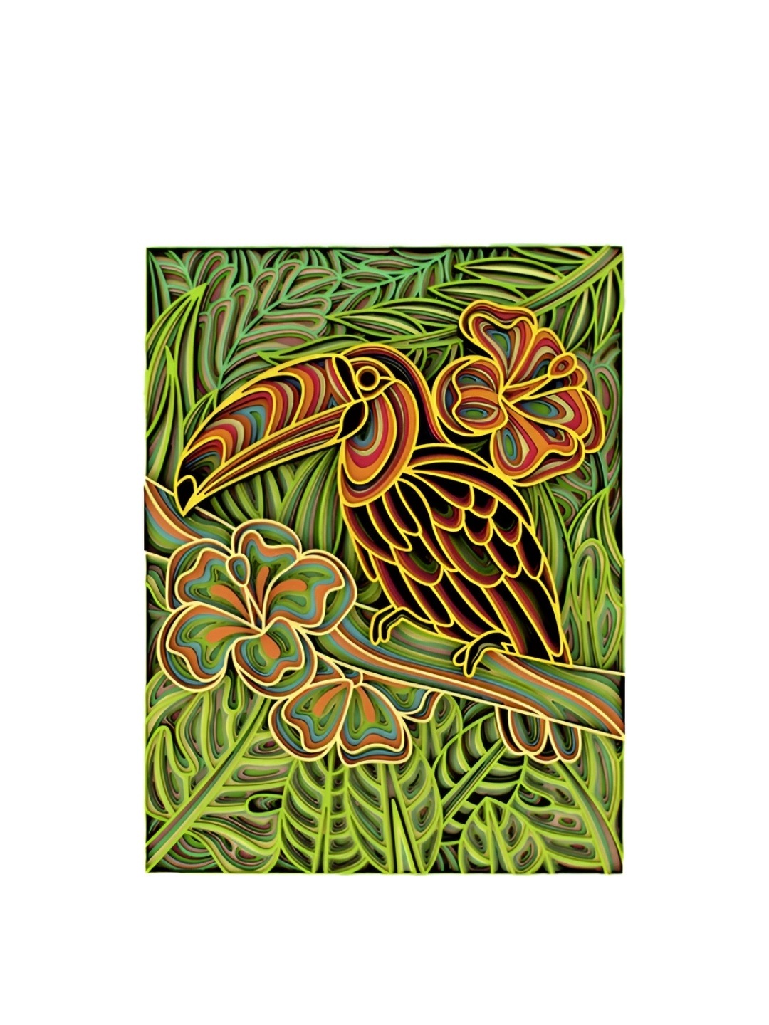 

CLAWCRAFTS Green & Red Birds & Animals Wooden Painting Wall Arts