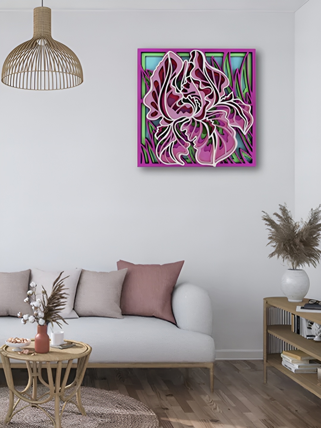 

CLAWCRAFTS Purple & white Wooden 3D Mandala Wall Art