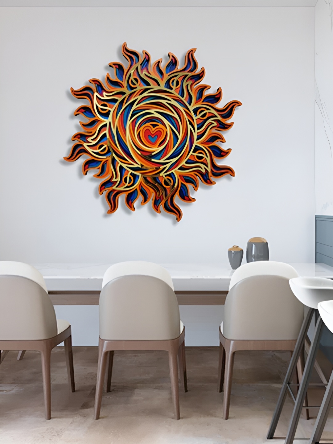

CLAWCRAFTS Orange & Blue 3D Mandala Wooden Painting Wall Art