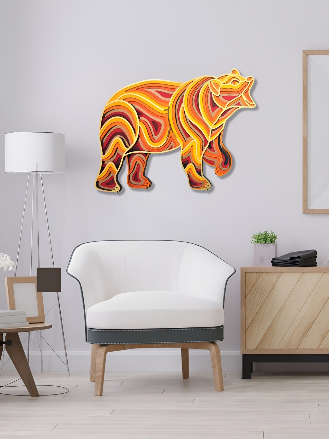 CLAWCRAFTS Orange & Red 3D Mandala Wooden Painting Wall Art