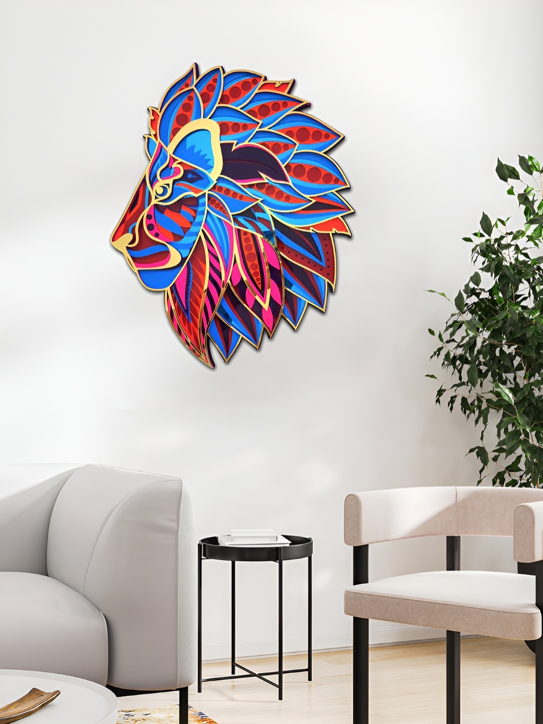 

CLAWCRAFTS Red & Blue Wooden 3D Mandala Wall Art