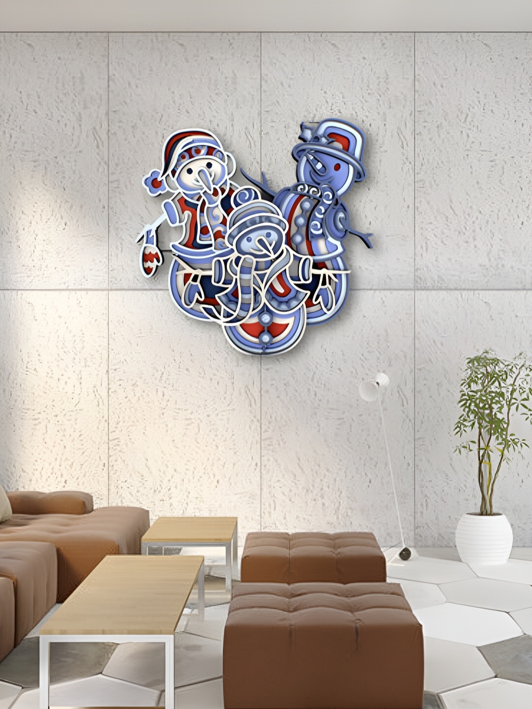 

CLAWCRAFTS White & Blue 3D Mandala Wooden Painting Wall Art