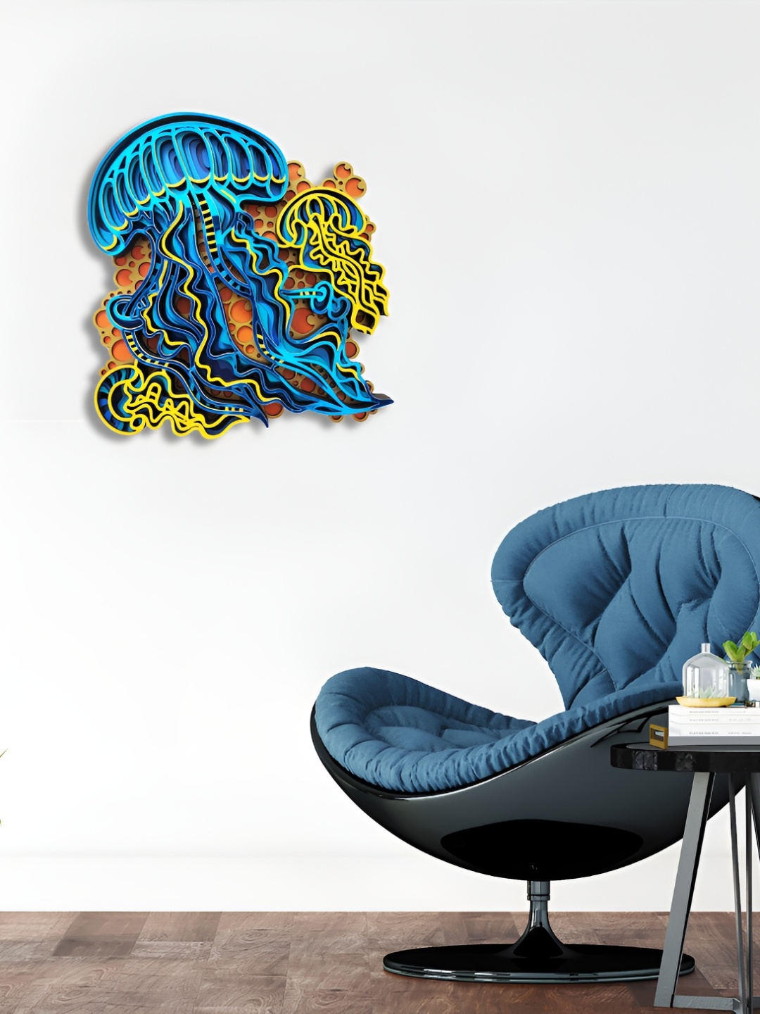 

CLAWCRAFTS Brown & Blue Wooden 3D Mandala Wall Art