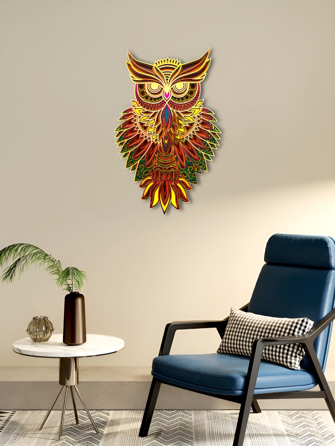 

CLAWCRAFTS Yellow & Red Birds and Animals Wooden Painting Wall Art
