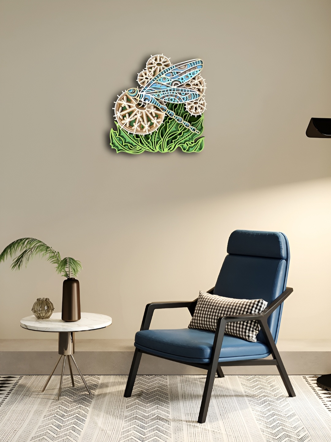 

CLAWCRAFTS Green & Blue Birds and Animals Wooden Painting Wall Art