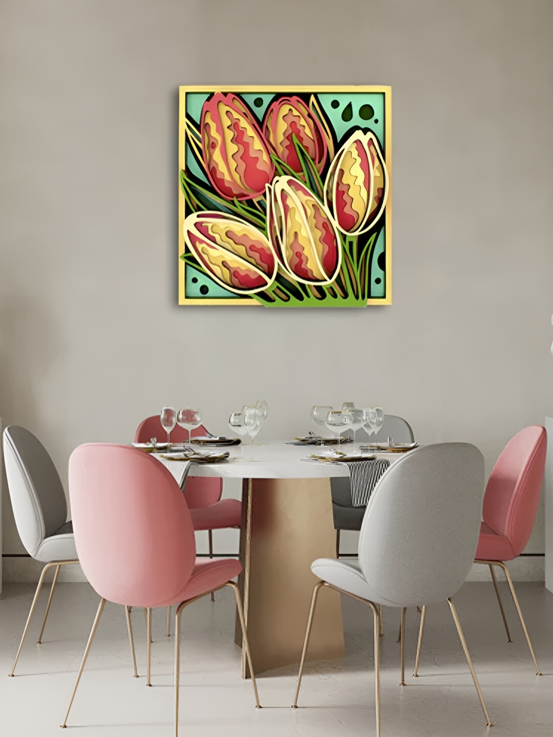 

CLAWCRAFTS Green & Red Wooden 3D Mandala Wall Art