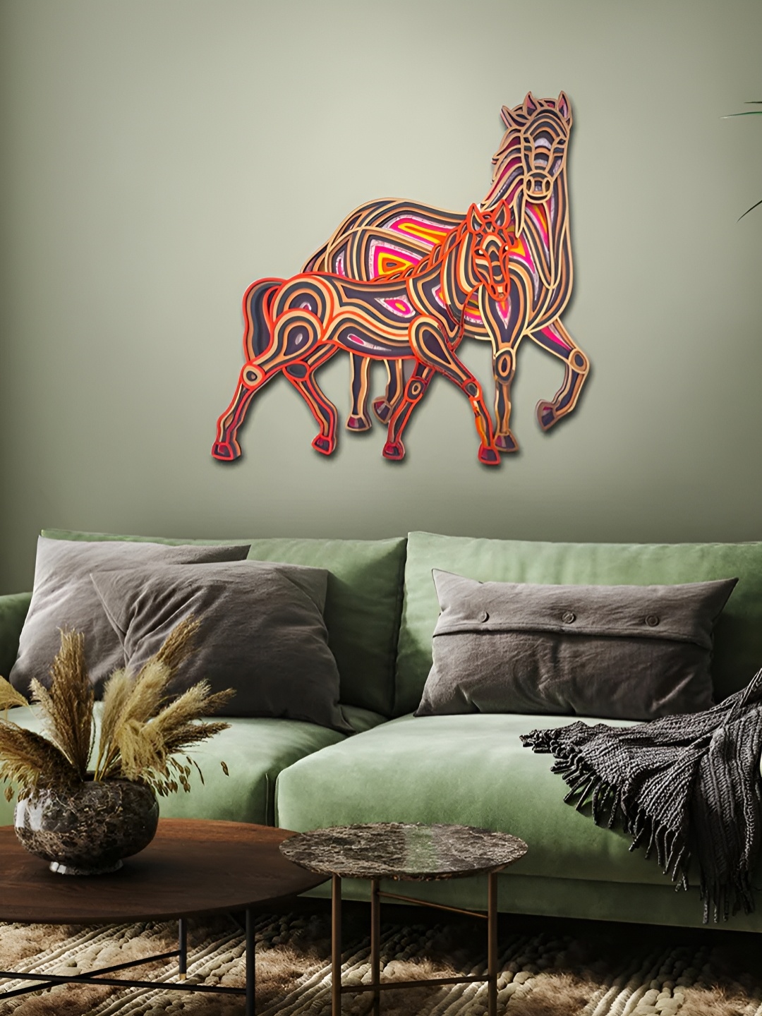 

CLAWCRAFTS Orange & Pink Wooden 3D Mandala Wall Decor