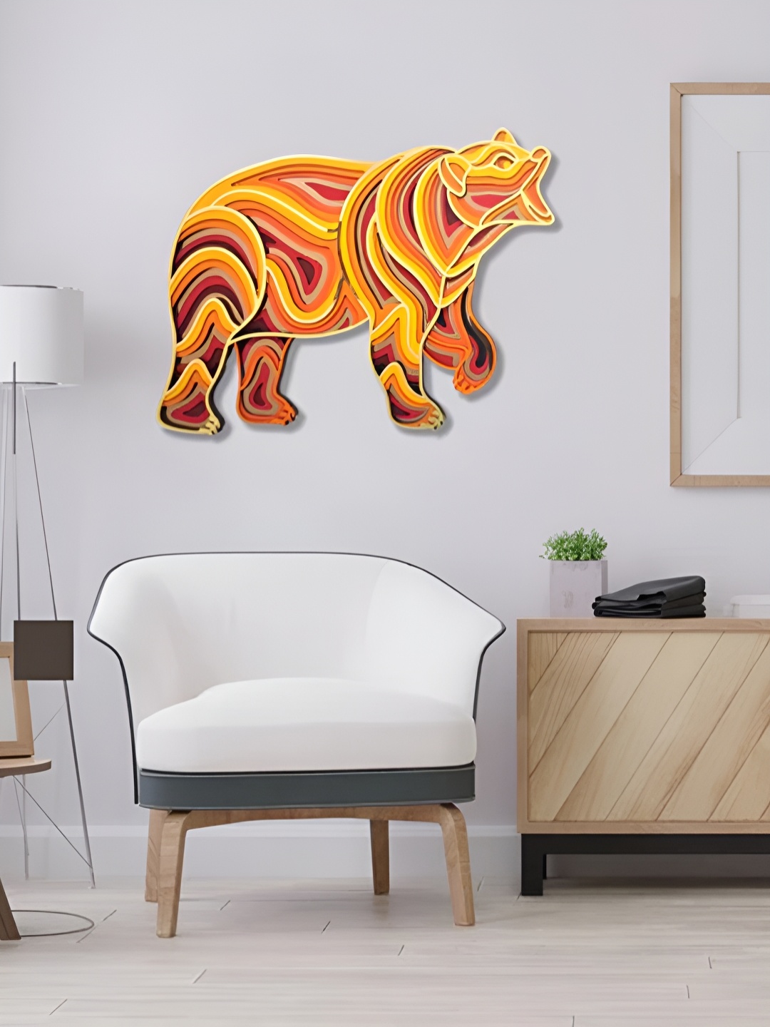 

CLAWCRAFTS Yellow & Brown Birds and Animals Wooden Painting Wall Art