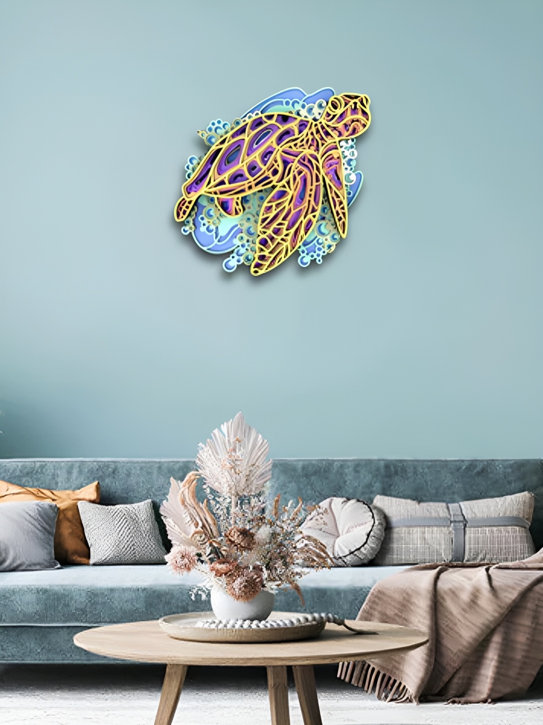 

CLAWCRAFTS Yellow & Green Wooden 3D Mandala Wall Art