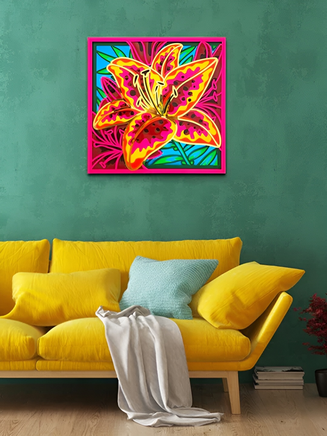 

CLAWCRAFTS Pink & Yellow Wooden 3D Mandala Wall Decor