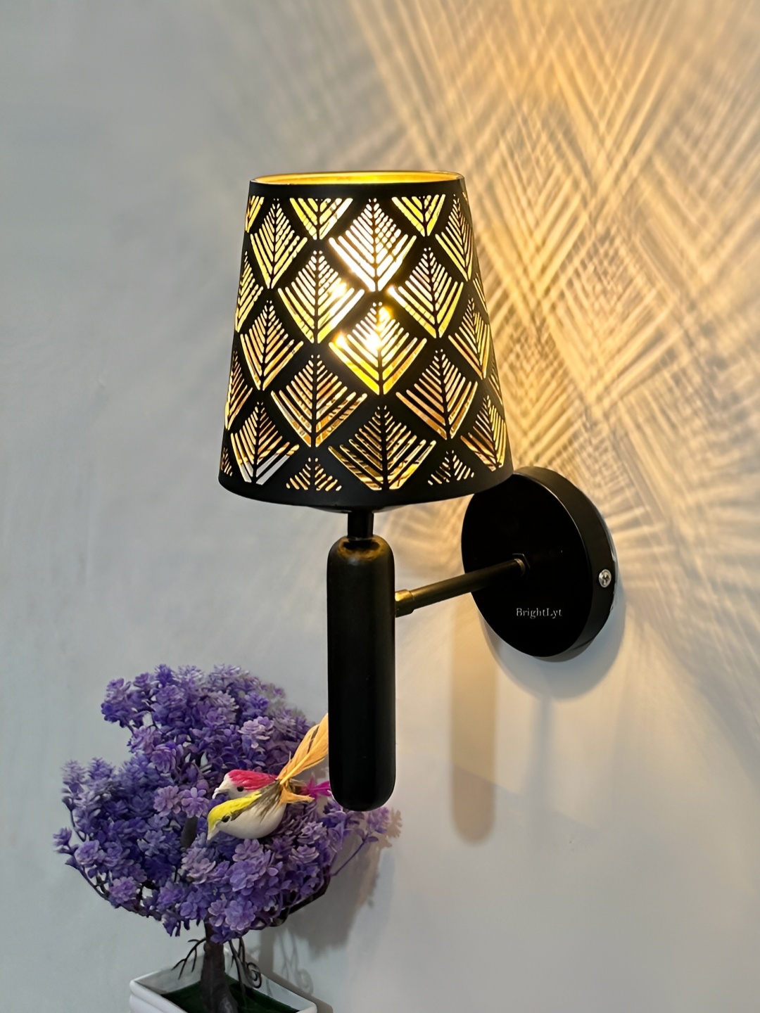 

BrightLyt Black Textured Frustum Shaped Metal Wall Lamp
