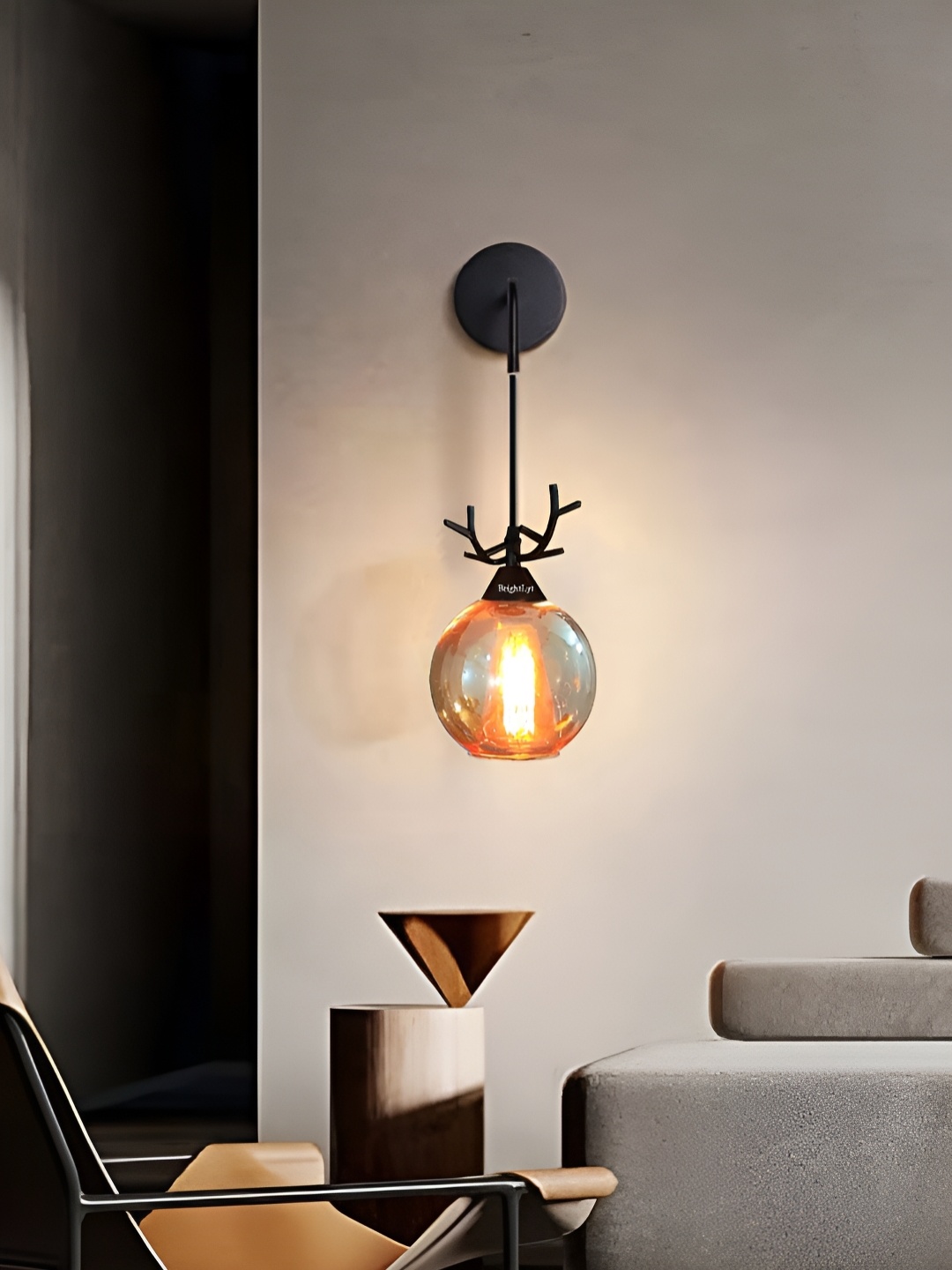 

BrightLyt Gold-Toned & Black Spherical Shaped Glass Wall Lamp