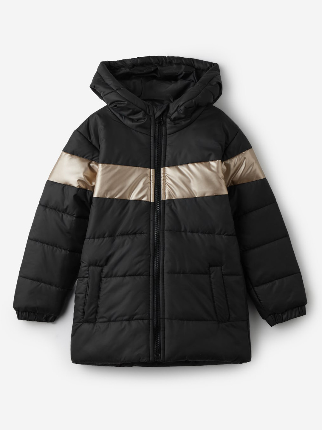 

The Souled Store Boys Colourblocked Lightweight Puffer Jacket, Black