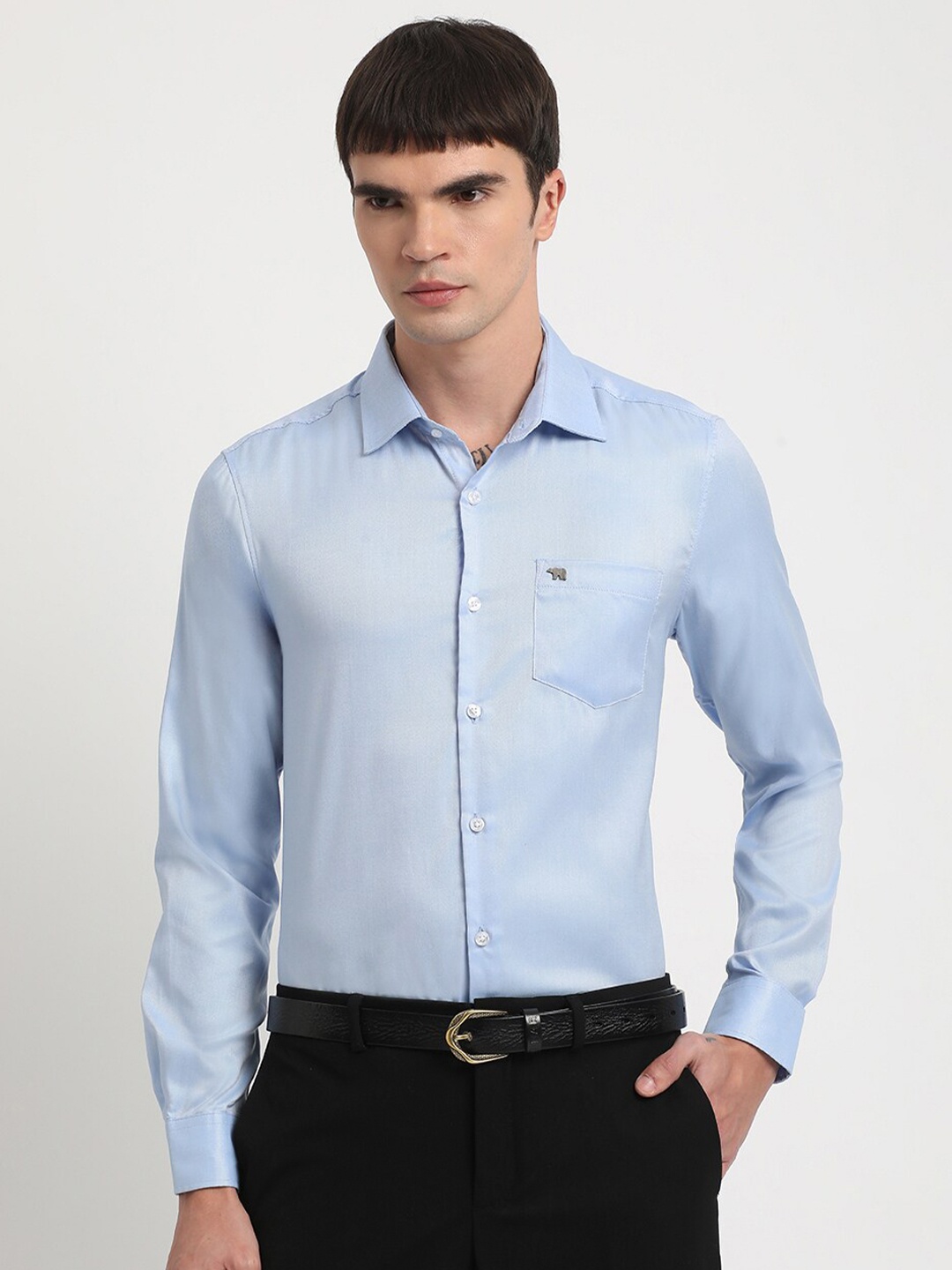 

THE BEAR HOUSE Oxford Slim Fit Cotton Formal Shirt, Blue