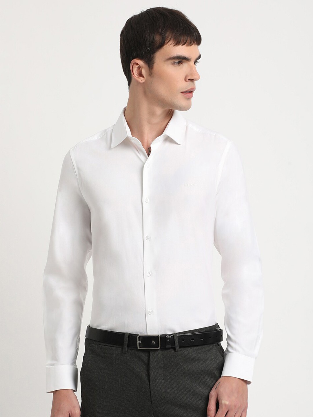 

THE BEAR HOUSE Slim Fit Cotton Formal Shirt, White