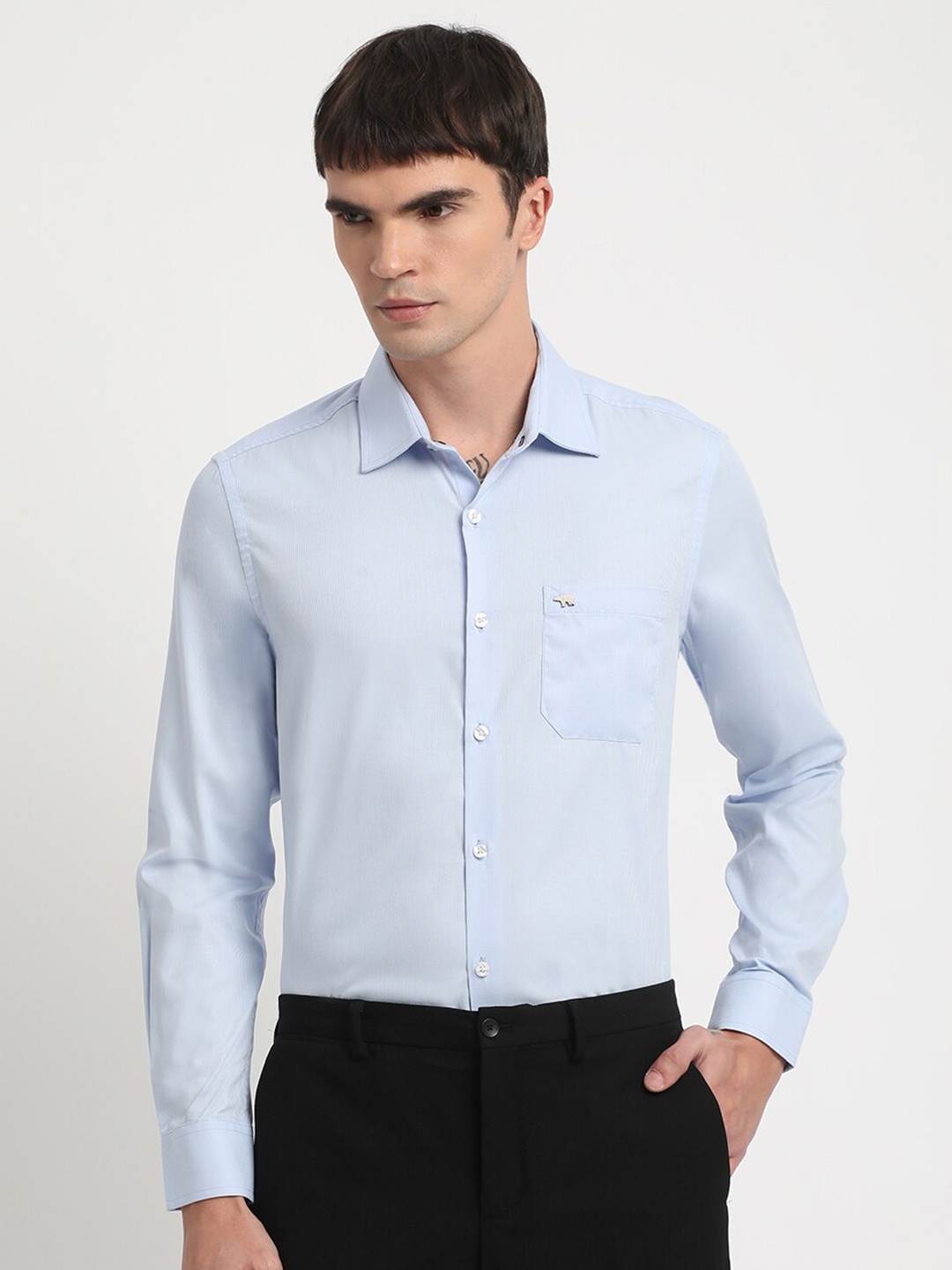 

THE BEAR HOUSE Slim Fit Cotton Formal Shirt, Blue