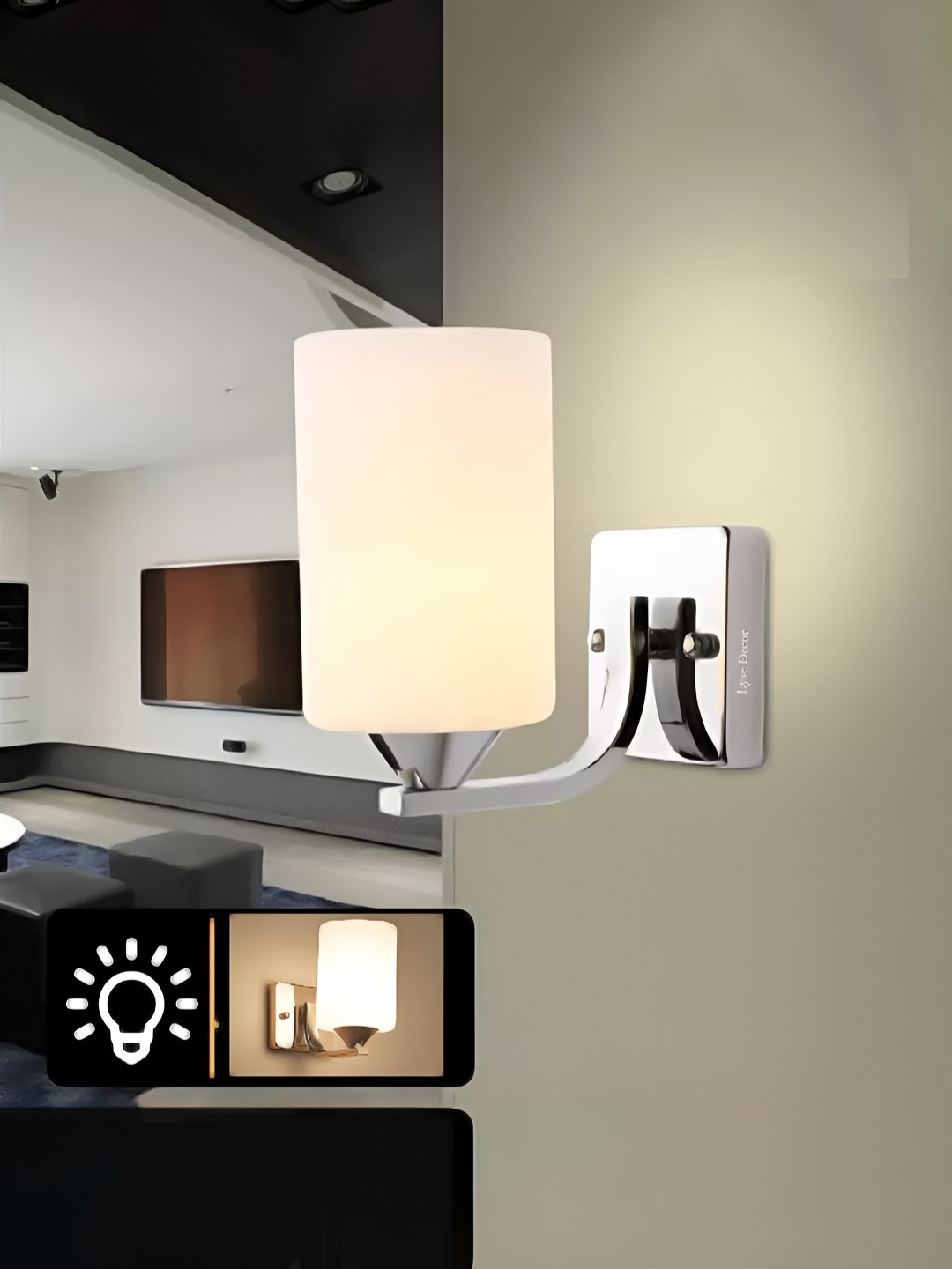 

Lyse Decor Silver Toned Metal Cylindercal Shaped Wall Lamp