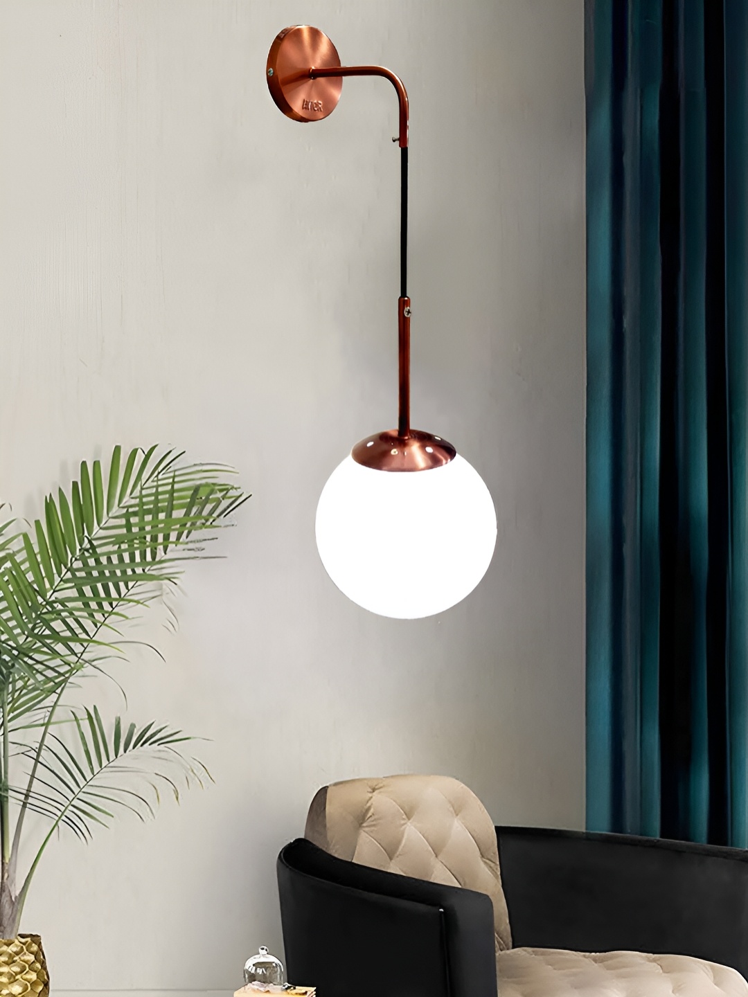 

Lyse Decor Copper Toned Glass Spherical Wall Lamp