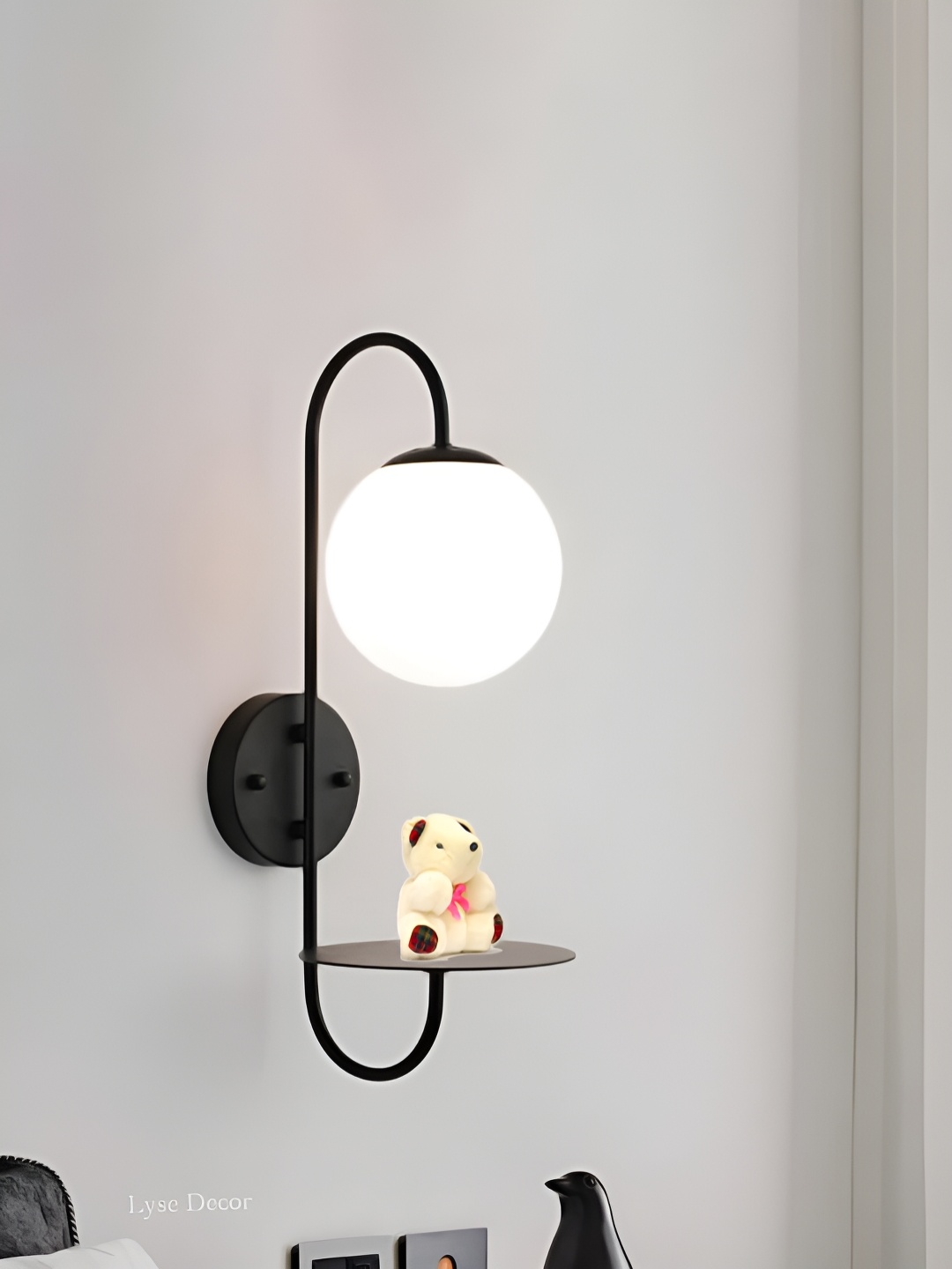 

Lyse Decor Black Metal Spherical Wall Lamp