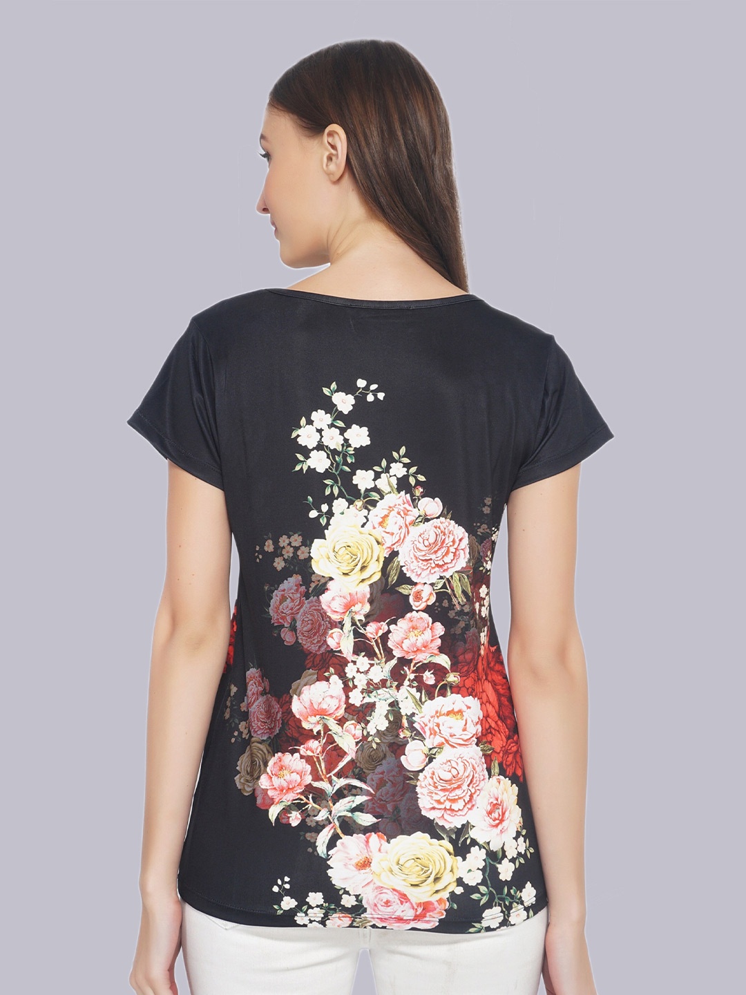 

TSM Floral Printed Round Neck Top, Black