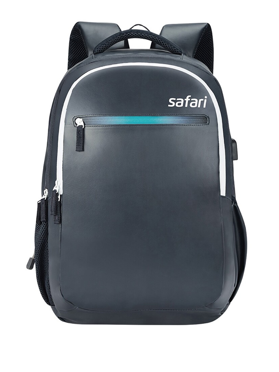 

Safari Unisex Brand Logo Printed Padded Backpack With USB Charging Port, Blue