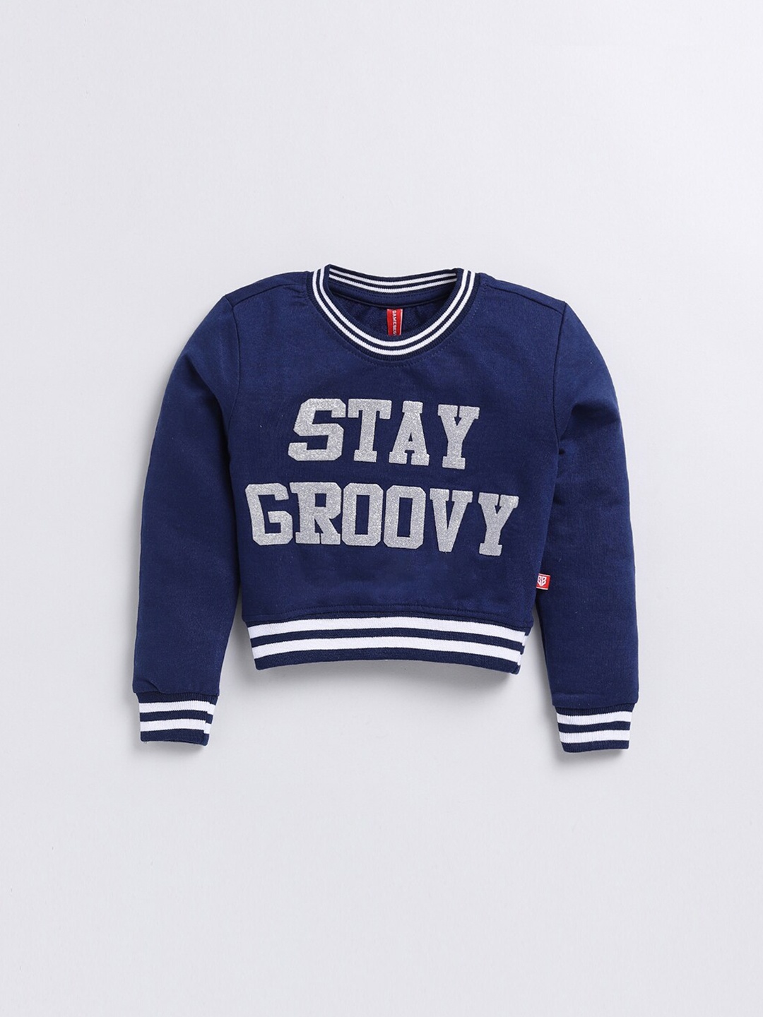

GAME BEGINS Girls Printed Round Neck Cotton Sweatshirt, Blue