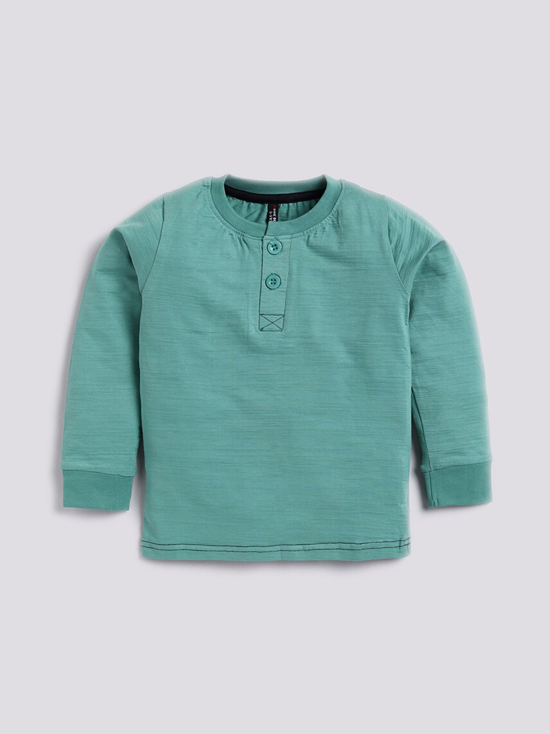

GAME BEGINS Boys Henley Neck Pure Cotton T-shirt, Green