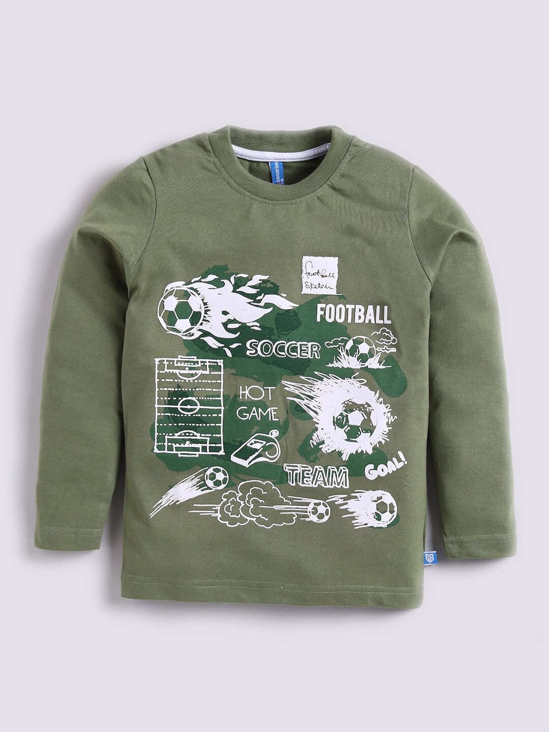 

GAME BEGINS Boys Graphic Printed Pure Cotton T-shirt, Green