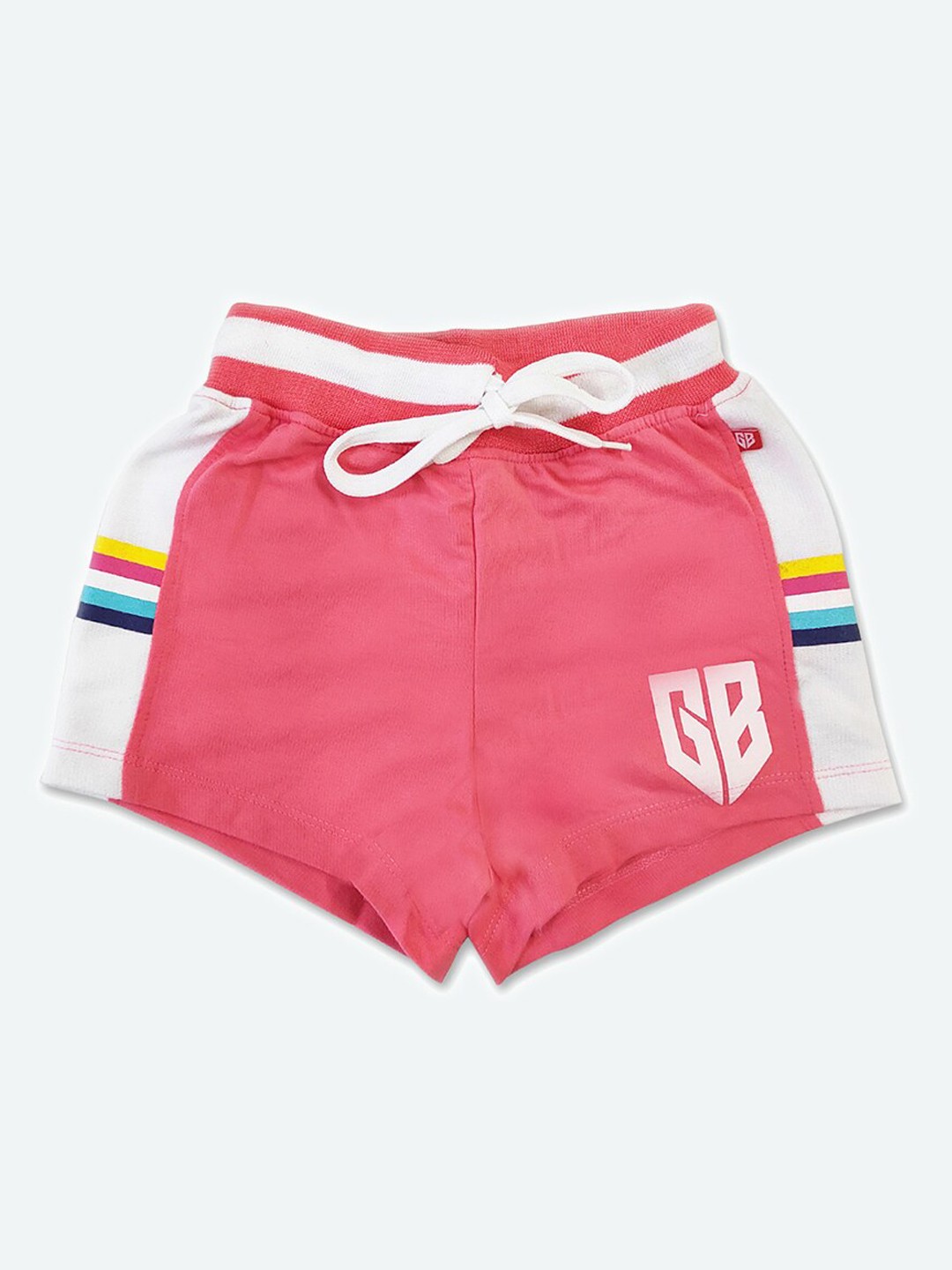 

GAME BEGINS Girls Mid-Rise Colourblocked Cotton Shorts, Pink