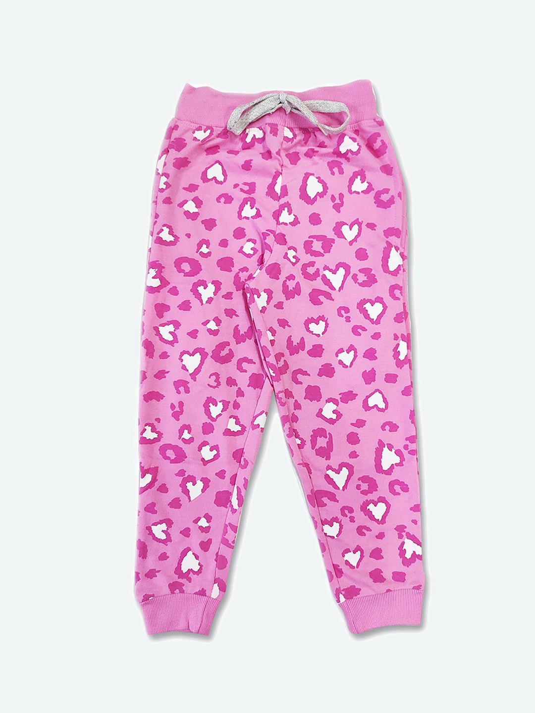 

GAME BEGINS Girls Conversational Printed Mid-Rise Cotton Joggers, Pink