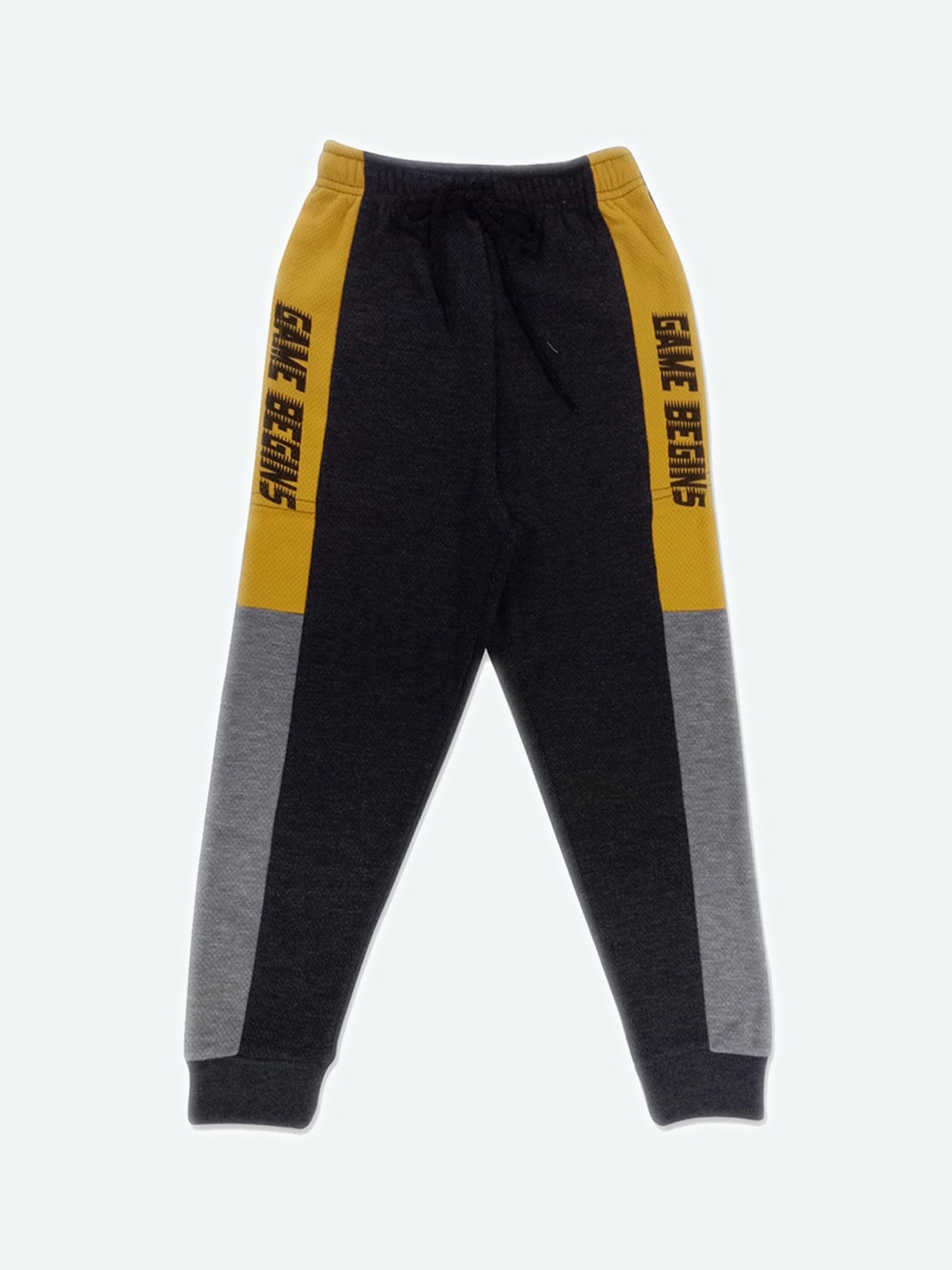 

GAME BEGINS Boys Colourblocked Cotton Joggers, Black