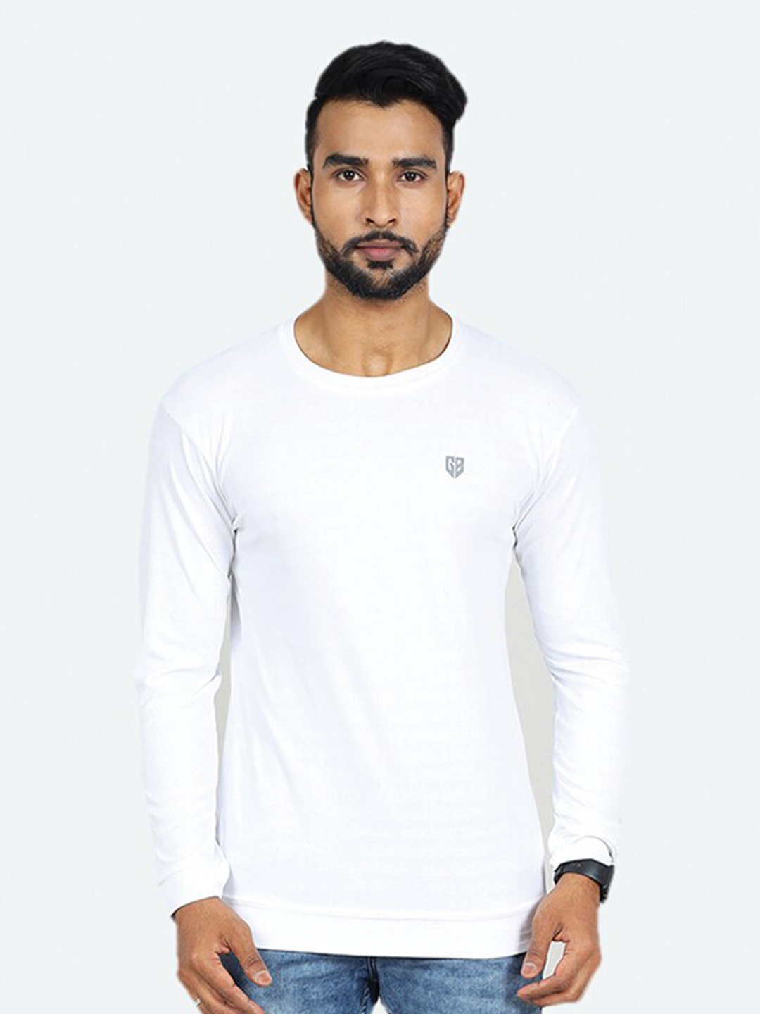

GAME BEGINS Round Neck Full Sleeves T-Shirt, White