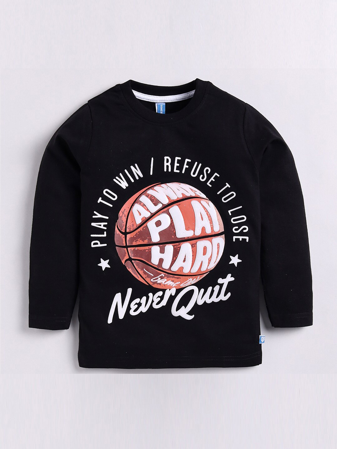 

GAME BEGINS Boys Sporty Printed Pure Cotton T-Shirt, Black