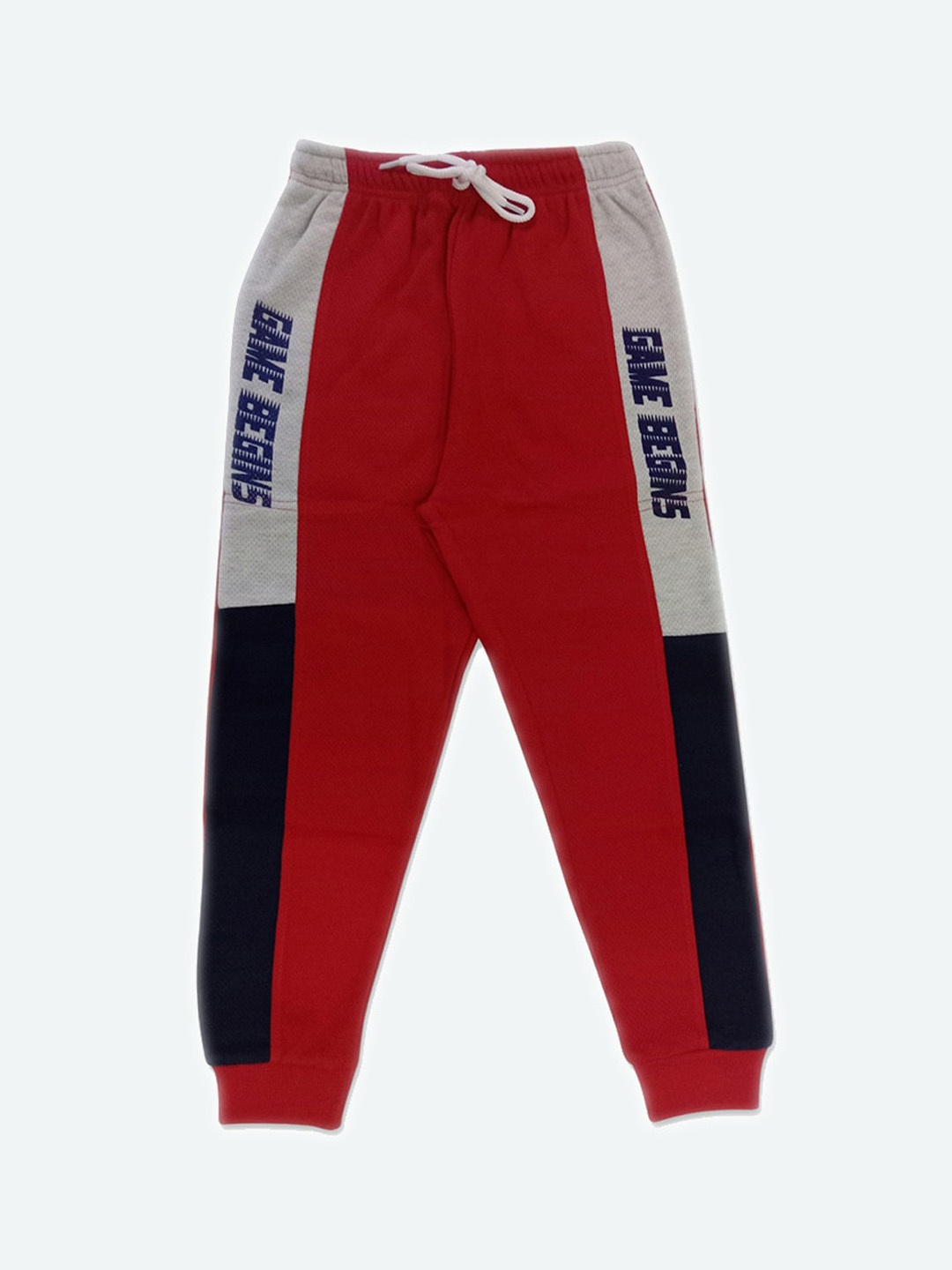 

GAME BEGINS Boys Typography Printed Mid-Rise Cotton Joggers, Red