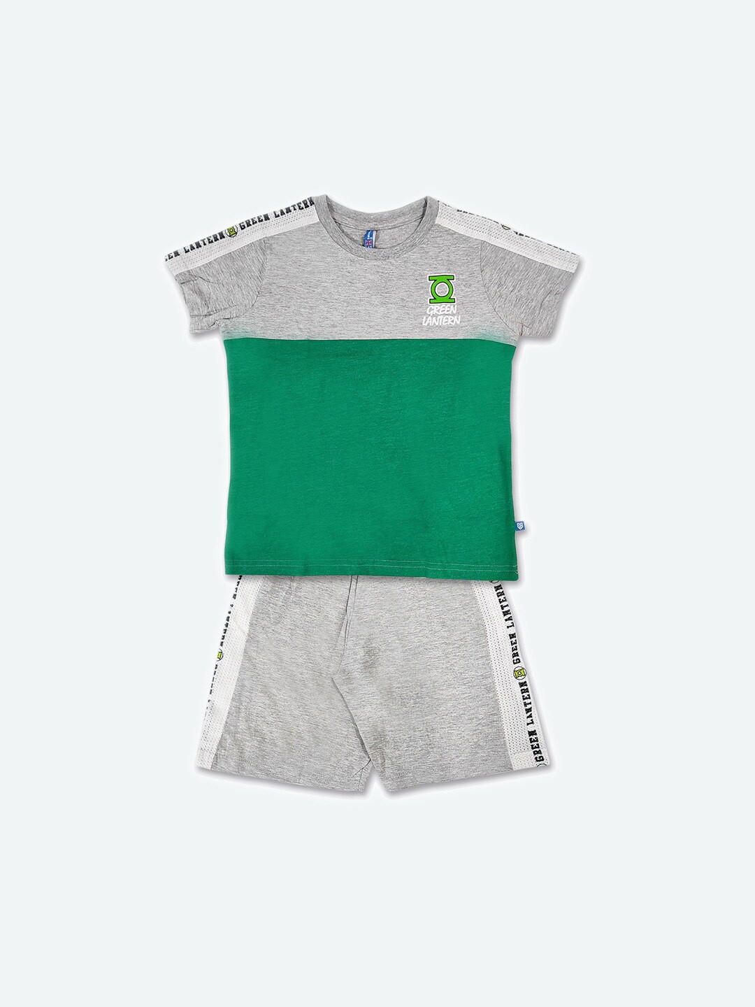 

GAME BEGINS Boys Colourblocked Pure Cotton T-shirt with Shorts, Grey